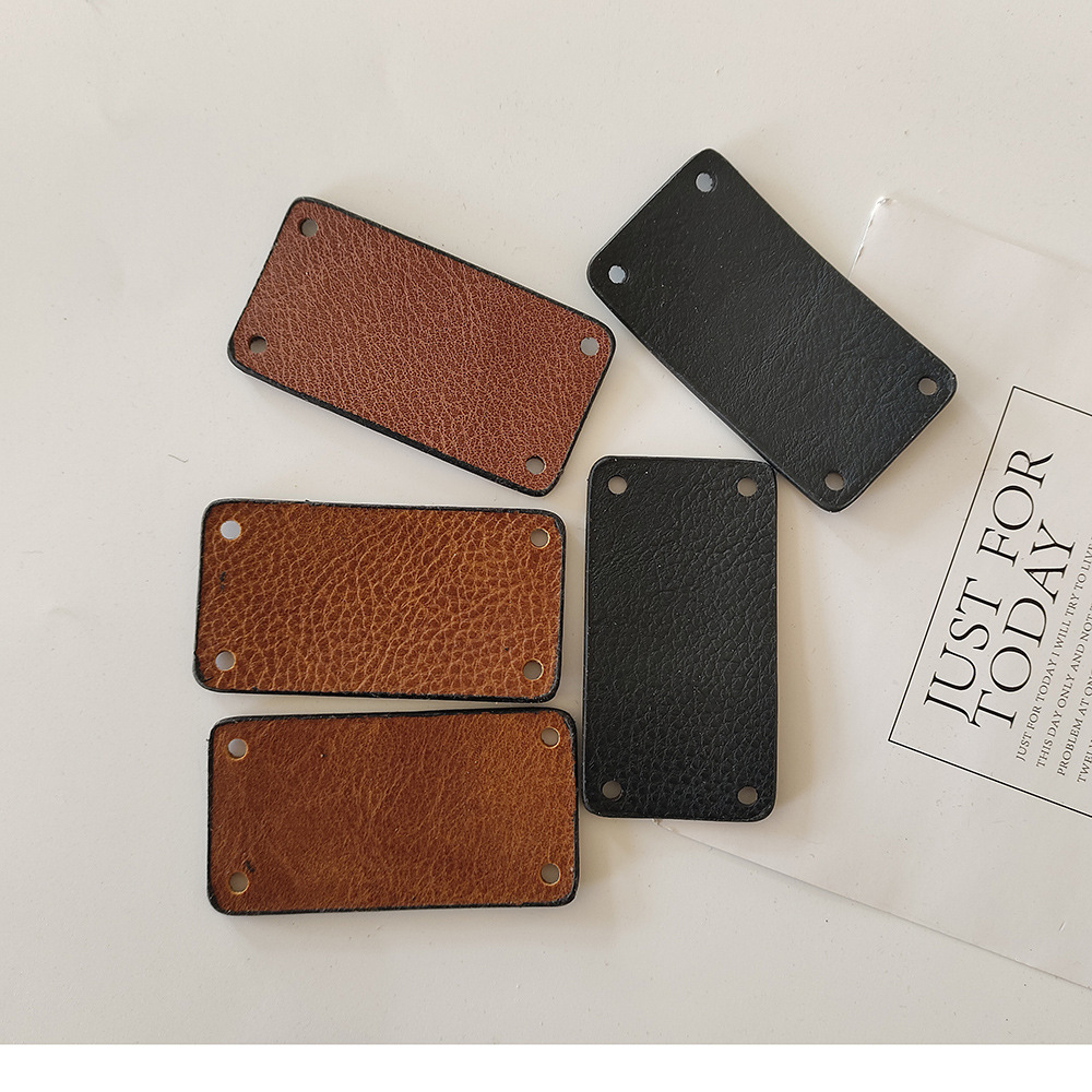 定 制logo图案DIY皮配件围裙包包工作服皮标镭射压印空白皮标装饰