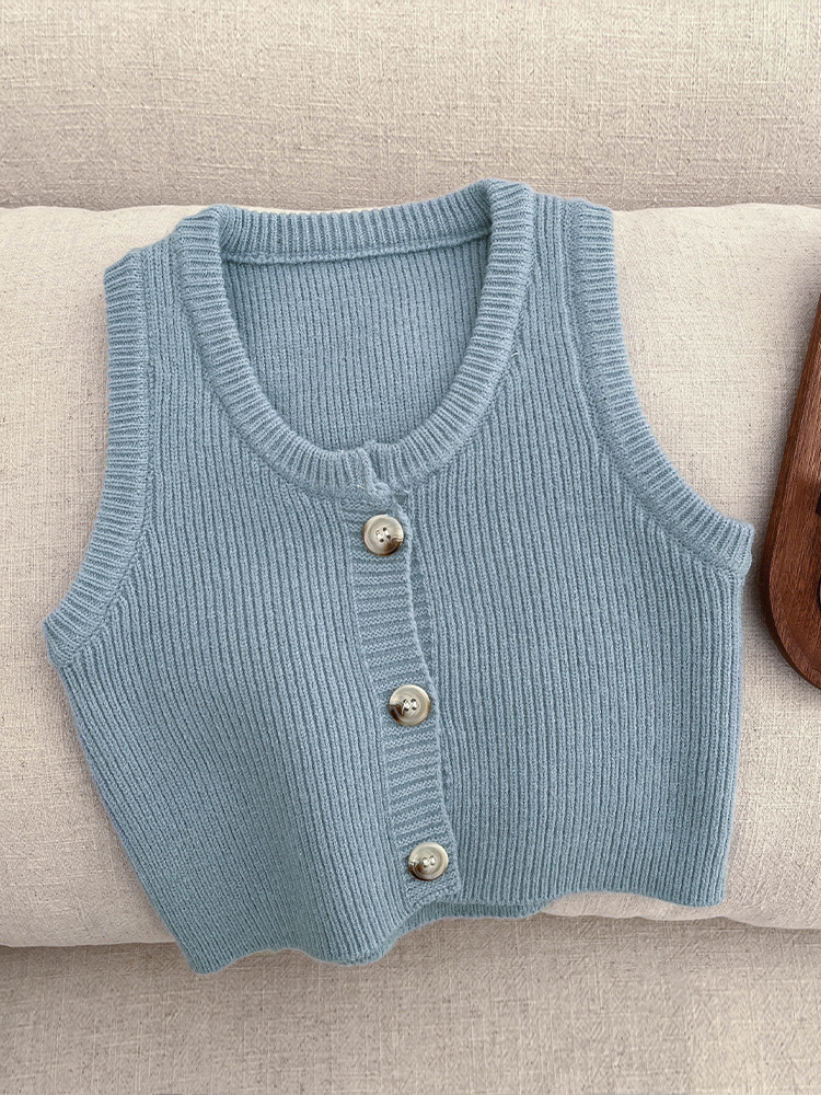 Chaleco de punto coreano de chaleco para niños 2025 nuevo clips de caballo de primavera y otoño para hombres y mujeres camisas de color sólido