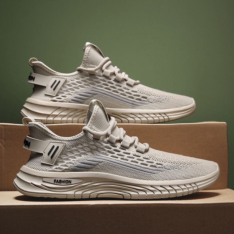 Zapatos de hombre verano transpirables de malla fina tejida voladora zapatos casuales de hombre suela blanda papá zapatos deportivos negros para hombre