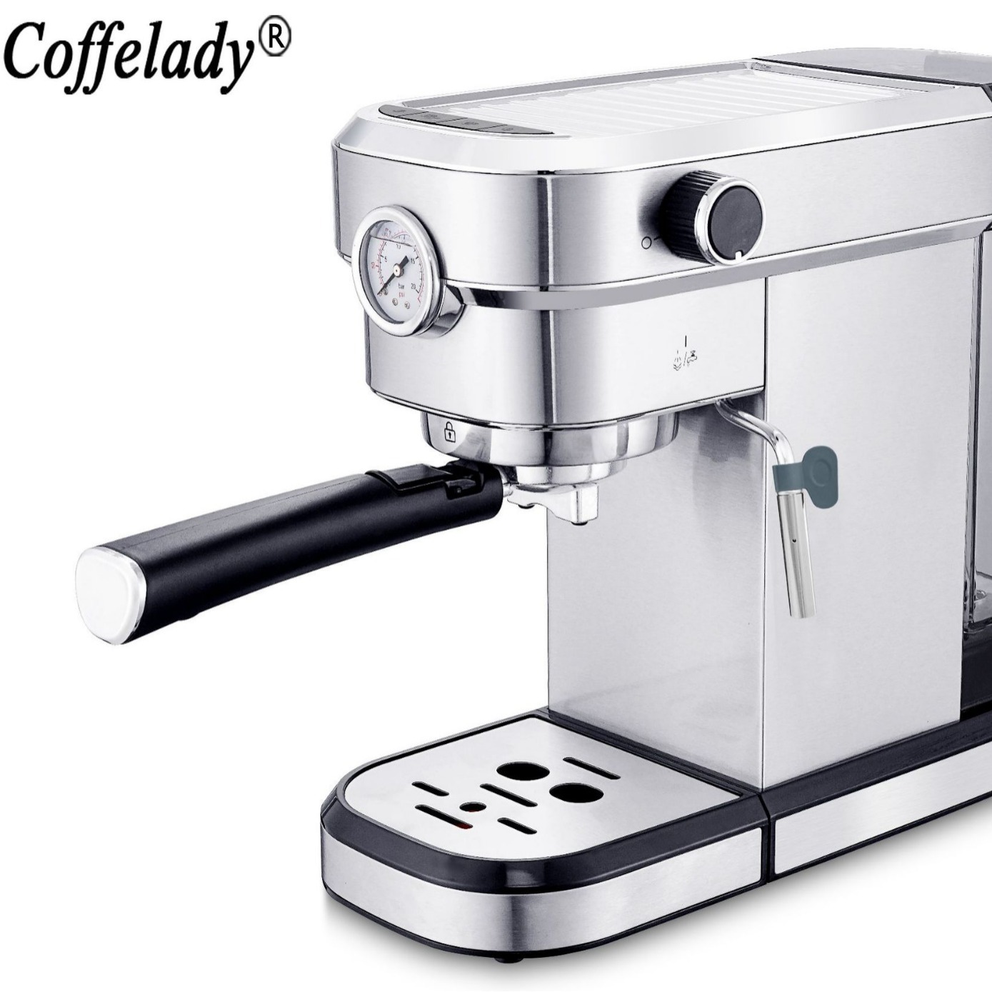 15bar semiautomática bomba italiana máquina de café de alta presión de espuma de leche de vapor toda la máquina de café de acero inoxidable con reloj