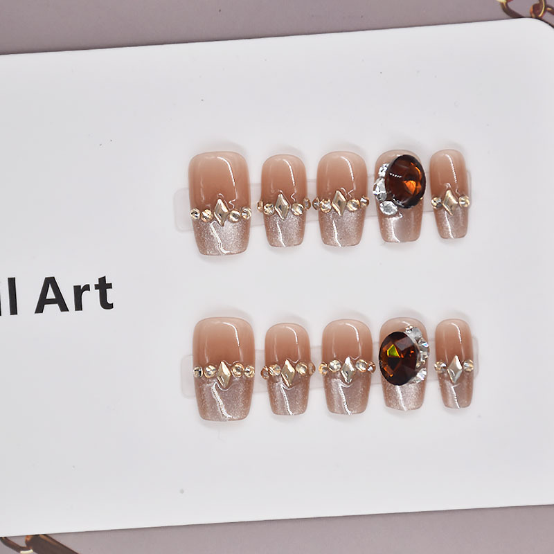 10 piezas de manicure caramelo usar uñas nuevos productos manuales ojos de gato pesados productos terminados de uñas al por mayor desmontables blanqueadores franceses