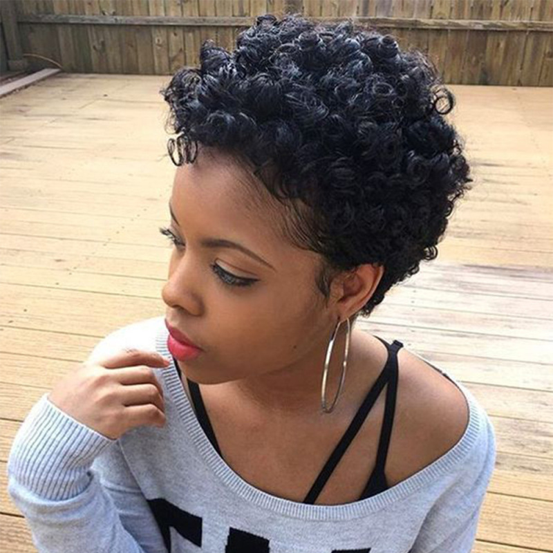 6インチpixie cut wig human hairウールカーラーカバーcurlyフルメカニズムリアルヘアカバー|undefined