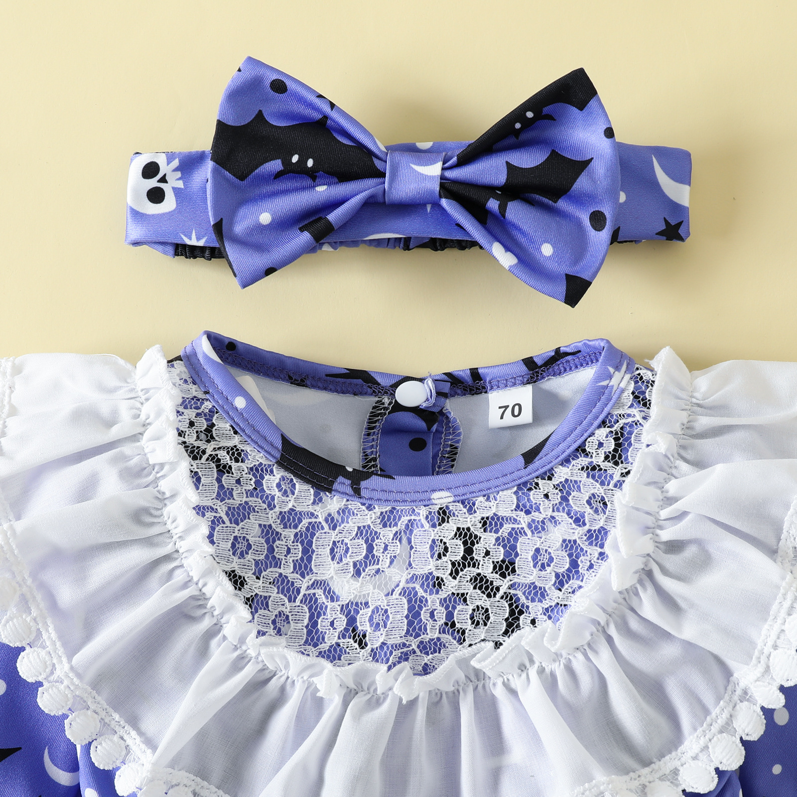 Halloween Fashion Grimace Bowknot Cotton Baby Rompers display picture 3