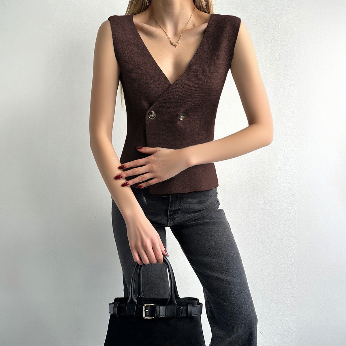 Women's Elegant Versatile Wool Vest Top Jacket European American Style Fall Winter Outerwear_ecoleips.com