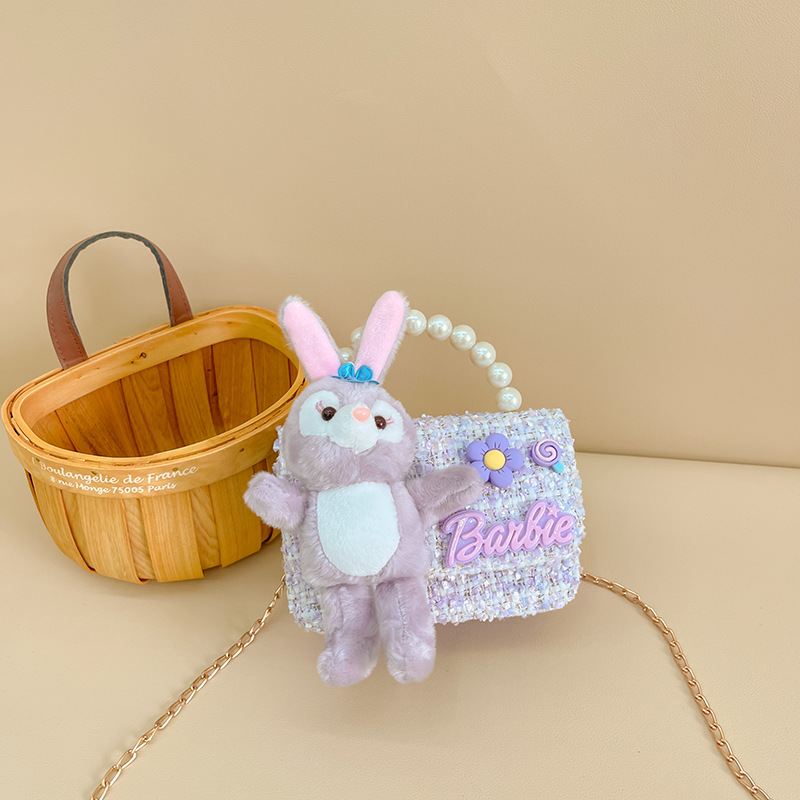 2023 nuevo bolso de los niños bolsa de hombro de conejo de dibujos animados estilo Chanel princesa bolsa perla portátil monedero bolsa