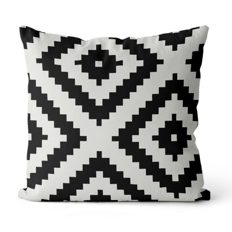 Almohada de estilo Ins simple Almohada de cabecera de viento europea y americana Impresión de sofá Funda de almohada geométrica Cojín de oficina Almohada de cintura