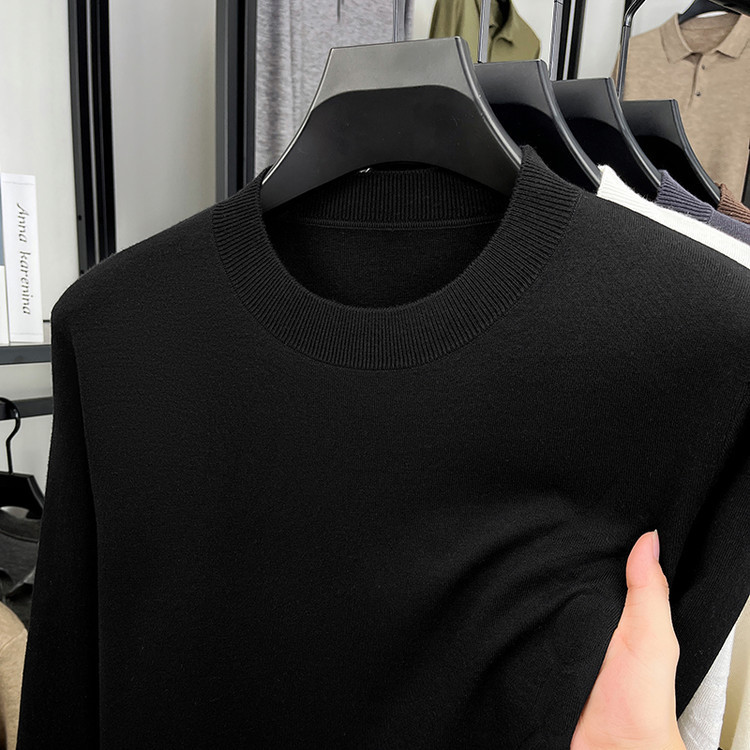 Jacket de manga larga hombre otoño invierno sólido de manga larga cuello redondo de mediana edad Jacquard casual jersey de punto hombre suéter