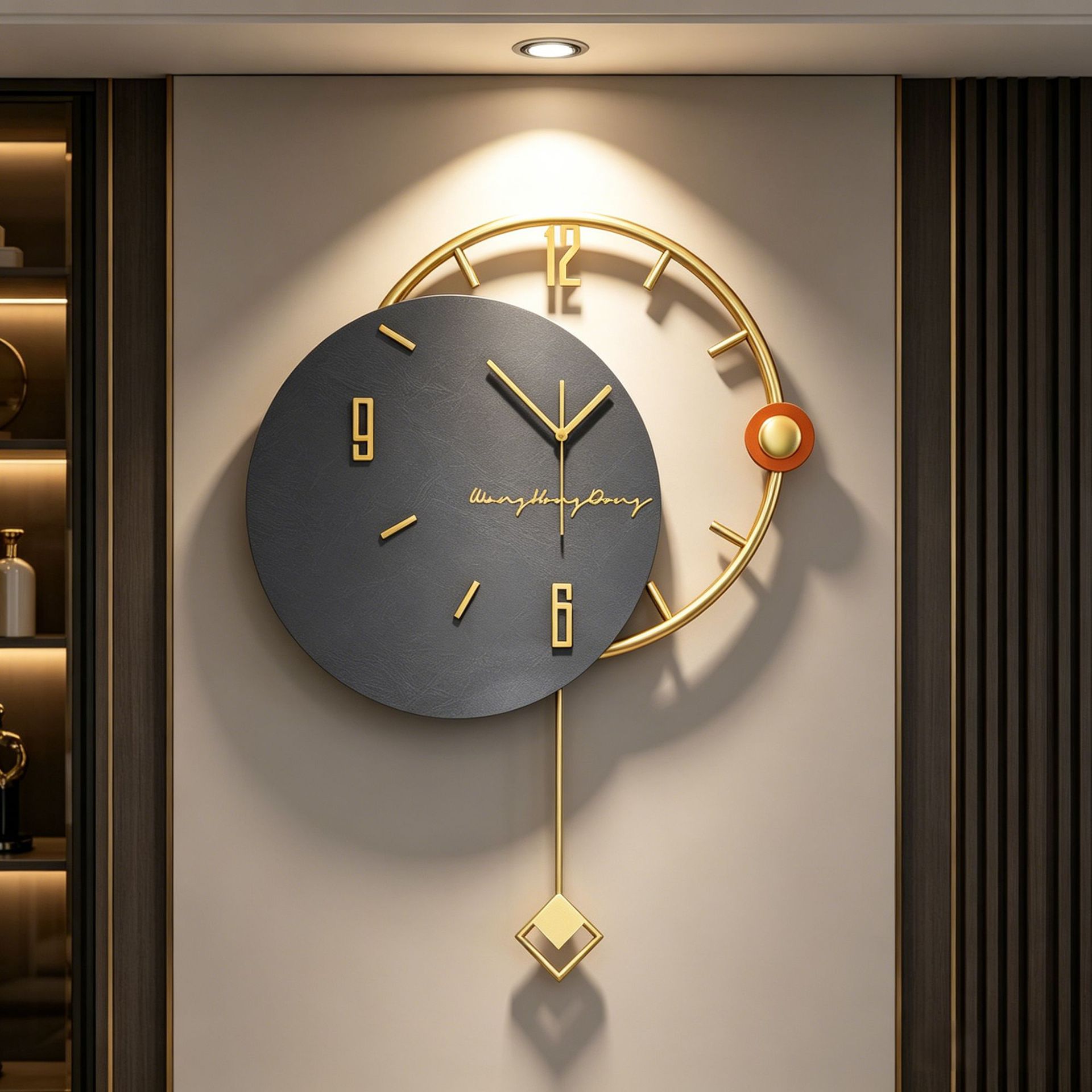 Reloj de pared moderno y accesorio de lujo para sala de estar, decoración sencilla de alta gama para el hogar, reloj silencioso, reloj creativo sin perforaciones para colgar en la pared