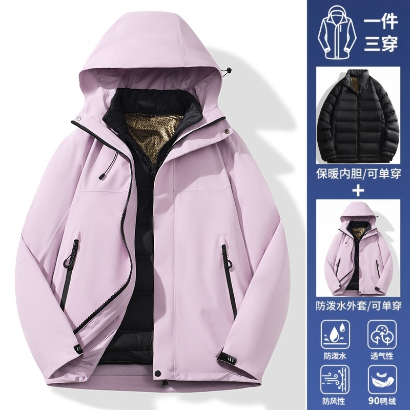 Chaquetas de montañismo y para actividades al aire libre para hombre y mujer, cortavientos e impermeables, conjunto de dos piezas 3 en 1, ropa de trabajo personalizada según normas nacionales. image 25