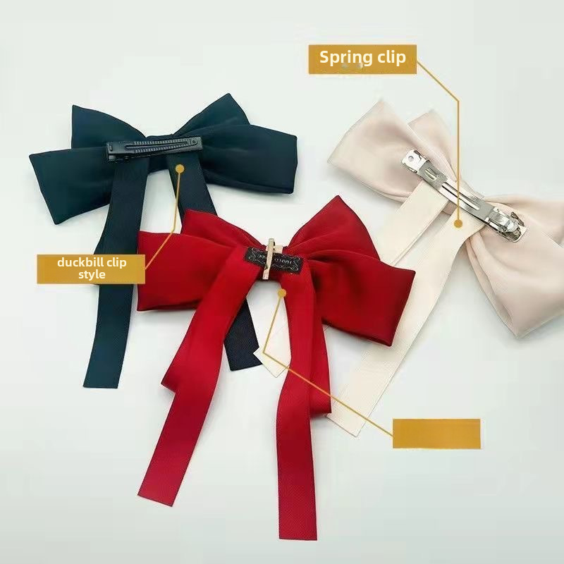 Grande fiocco nastro forcina orizzontale clip copricapo temperamento accessori per capelli alto senso indietro testa superiore clip molla clip all'ingrosso_voghion.com