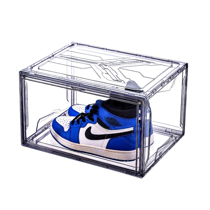 Large-Capacity, High-Transparency Resin Shoe Box with Side Opening and Magnetic Closure, Stackable and Combinable, Anti-Oxidation, Fully Transparent Shoe Wall