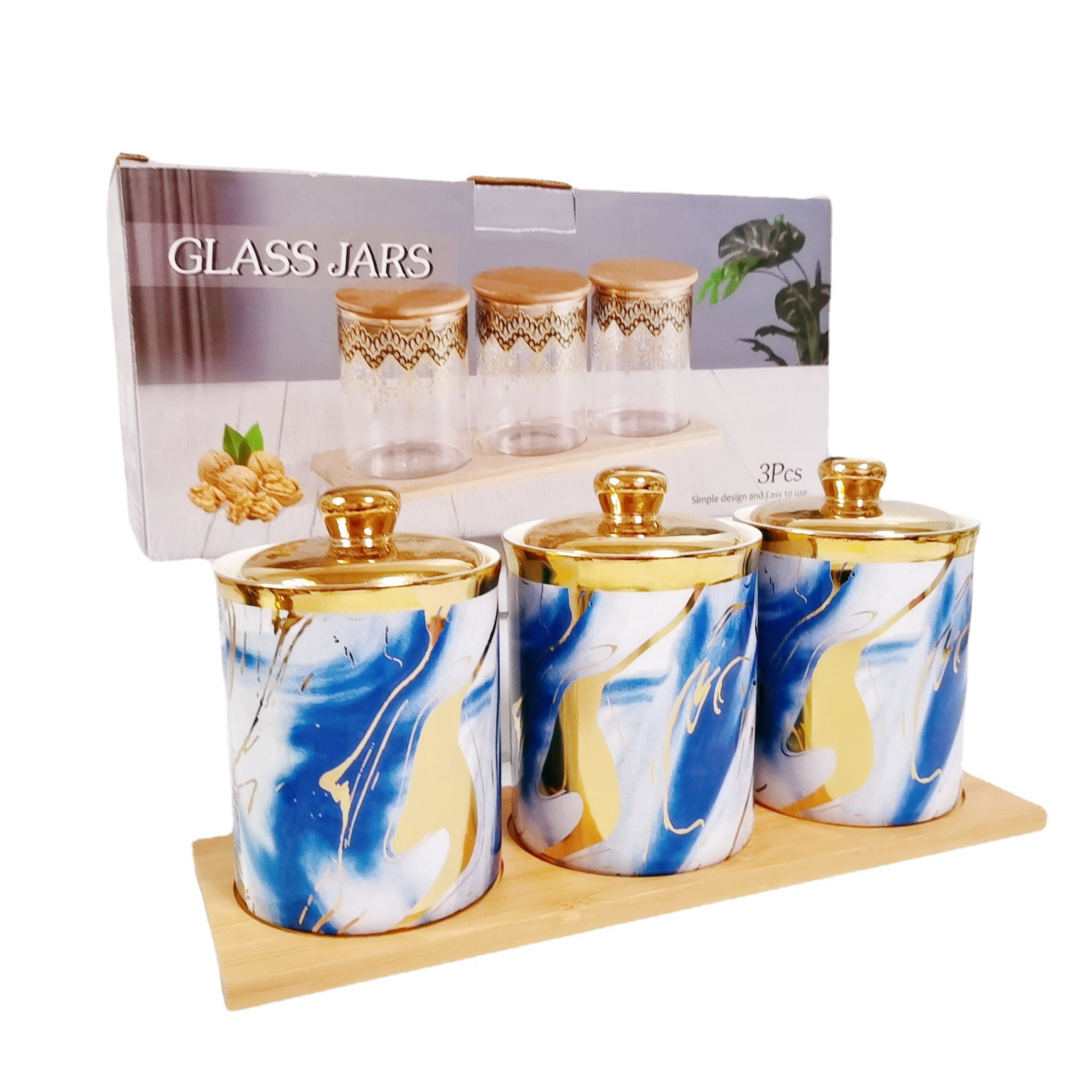 Exportación transfronteriza sellado Jar galvanoplastia de almacenamiento de cerámica tarro con almacenamiento de estante de hierro Jar café té Jar