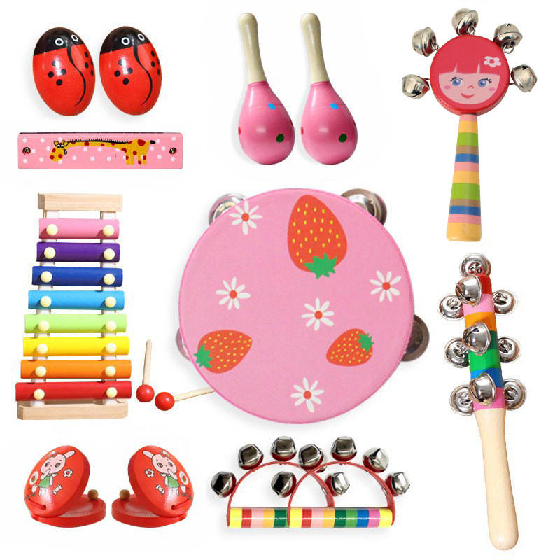 Orff instrumento musical percusión combinación kindergarten estudiantes de escuela primaria educación temprana niños instrumento musical traje iluminación música juguete