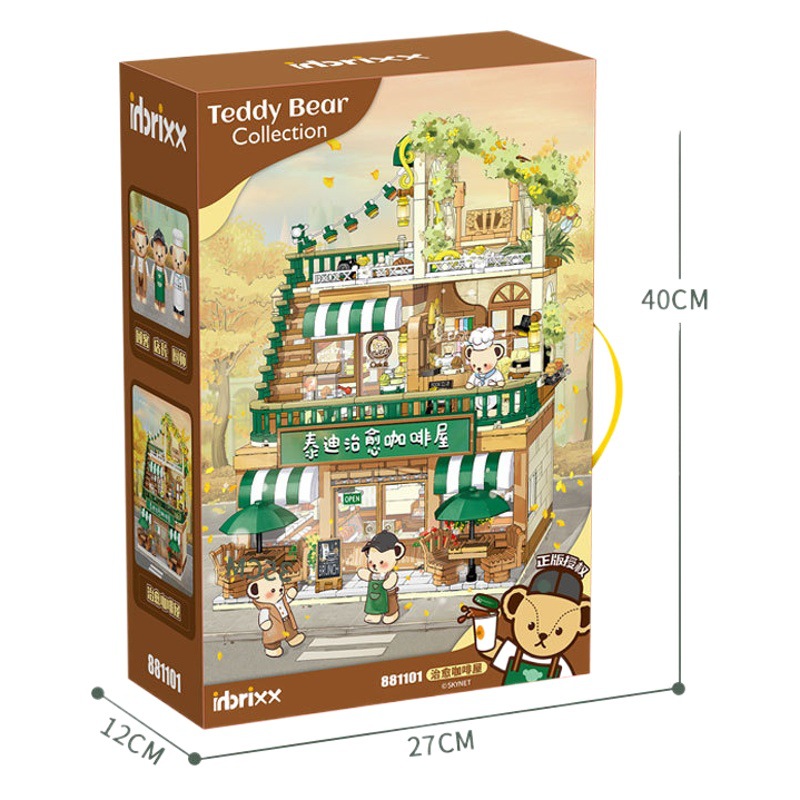 Panlos al por mayor genuino autorizado oso de peluche cura café tienda de conveniencia casa para hornear pequeñas partículas de montaje de bloques de construcción