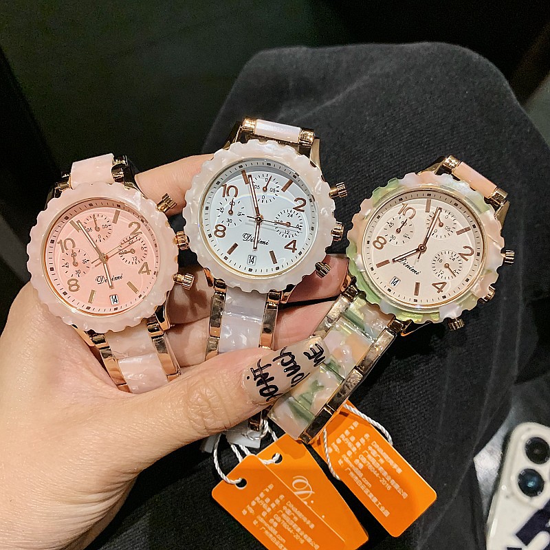 Timiny Modello in marmo colorato Cinturino per orologio alla moda Moda Internet Celebrity Digital Face Band Calendario Cinturino in acciaio Orologio da donna_voghion.com