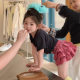 Girls' suit 25 Summer New Korean Style Cartoon Stylish Short-sleeved T-shirt Women's American Style Retro Plaid Cake Skirt
