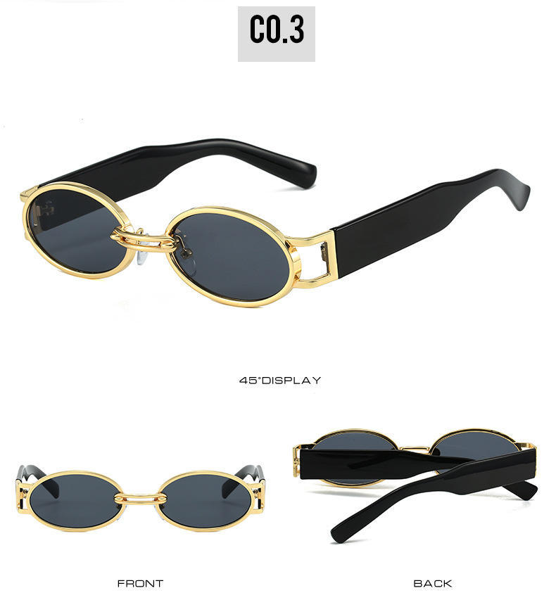 50g Weight Full Frame Glasses Structure Sunglasses Classification PC, UV400 Protection Lens Material Oval Frame Glasses Style Travel, Daily Occasion Geometric Pattern Unisex Gender Hip-Hop, Streetwear Style Grey, Gold Color Hip-Hop Streetwear Geometric PC UV400 Protection Oval Frame Full Frame Women's Sunglasses 7