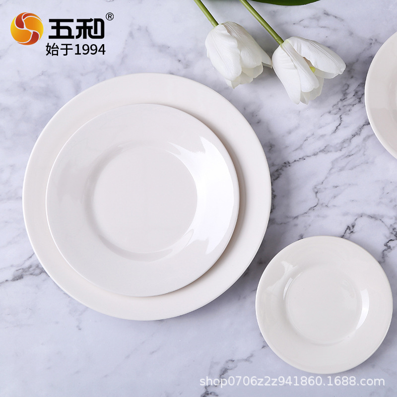 Imitation Porcelain melamine Disc Simple Round Plate Restaurant Hotel Buffet Household Commercial Dish High-grade Tableware