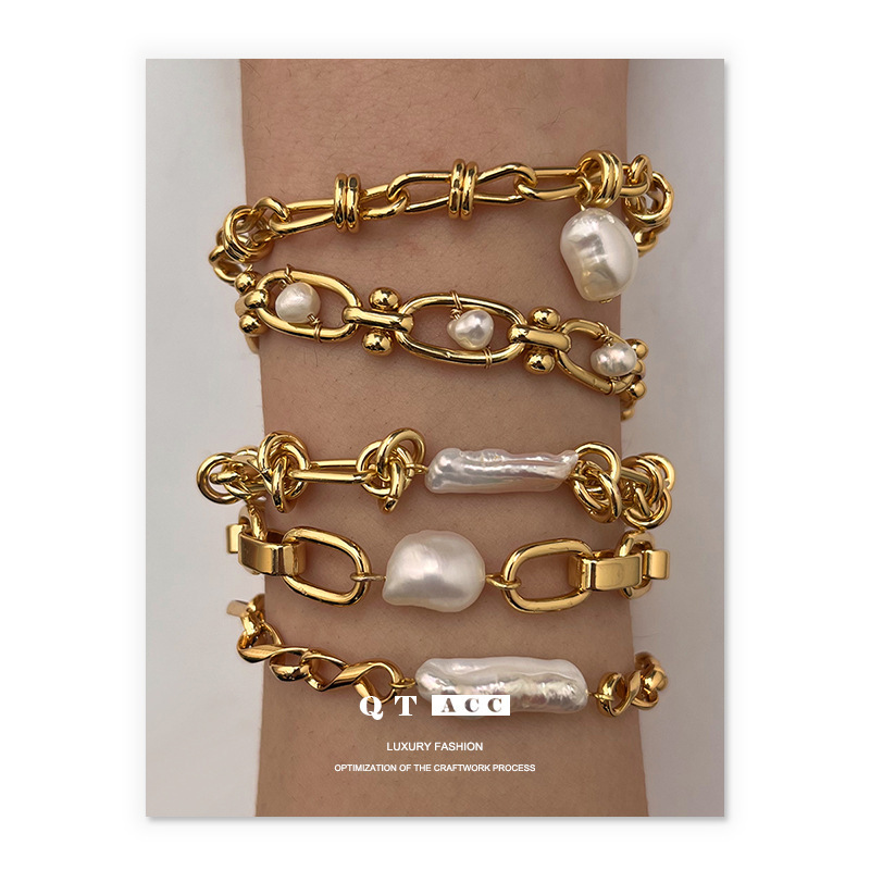 European and American Cross-Border Light Luxury High-End Bracelet with Natural Genuine Pearls, Exquisite Niche Design, Versatile and Hot-Selling New Model European and American Cross-Border Light Luxury High-End Bracelet with Natural Genuine Pearls, Exquisite Niche Design, Versatile and Hot-Selling New Model