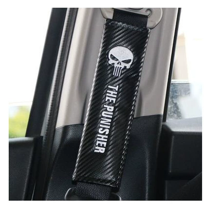 Car belt shoulder pad cover for unlimited TRD modified carbon fiber shoulder pad leather carbon fiber pattern belt sheath (Seat belt shoulder pad) - punisher-carbon-fiber-pair-246cm