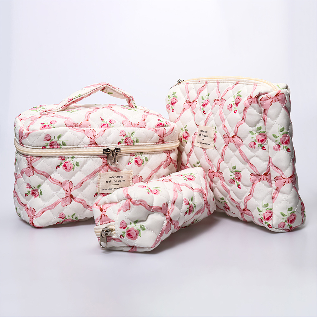 붉은 나비 사랑 꽃 화장품 가방 대용량