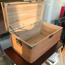 复古木箱带盖储物箱实木收纳箱带锁小木盒做旧服装店装饰道具箱子