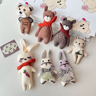 2024 New Handmade Cotton and Linen Mori Style Fresh Rabbit Cartoon Headwear Necklace Bag Pendant Garment Accessories