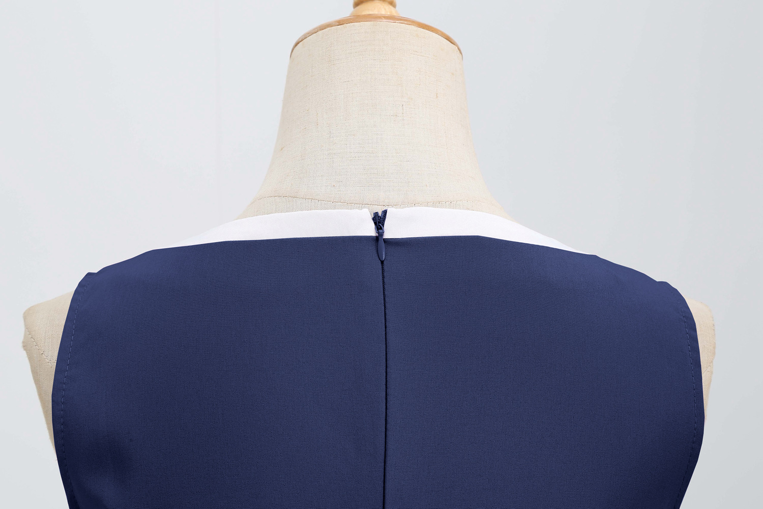  Femmes Hepburn rétro blanc rayure couture fausse simple boutonnage décoratif couleur unie grande jupe_voghion.com