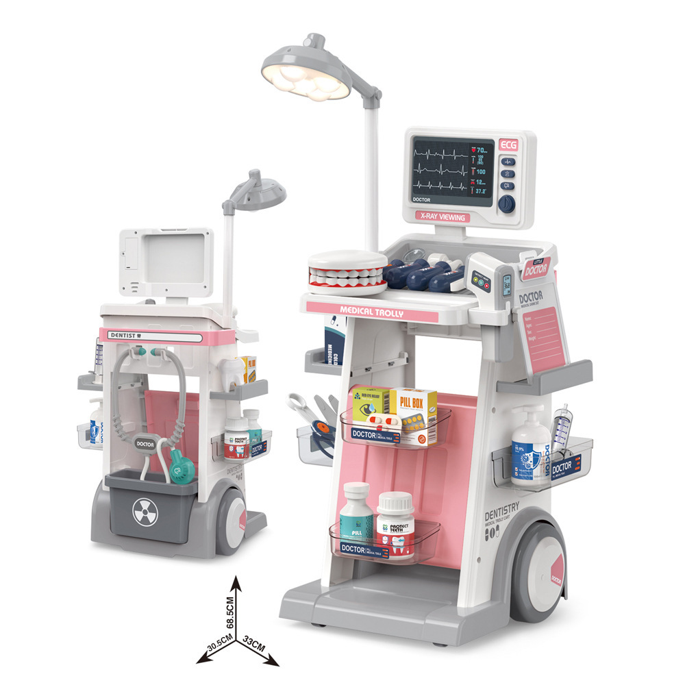 Estetoscopio de electrocardiograma de simulación transfronteriza, mesa médica, conjunto de inyección dental, vehículo médico, médico para jugar