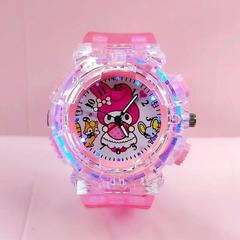 黛星貝爾桂玉狗硅膠手錶光學生手夜光兒童學生娜手表露石英發光玲