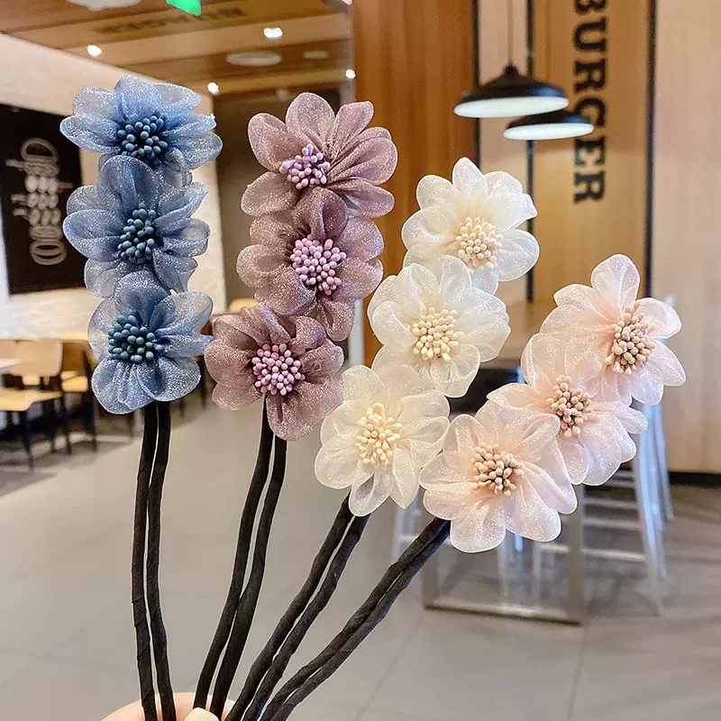 懒人丸子头盘发器头饰韩式简约百搭扎发花苞头新款花朵盘发神器女