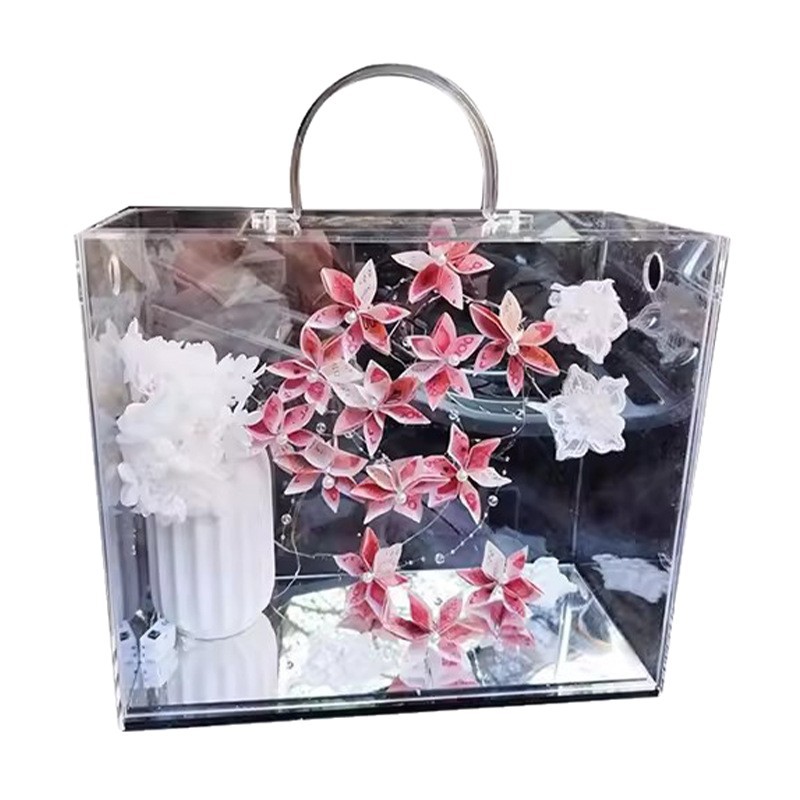 Caja de flores de vida eterna de acrílico, flores ricas, flores, flores, arreglos florales, embalaje, caja de bricolaje, regalo de San Valentín