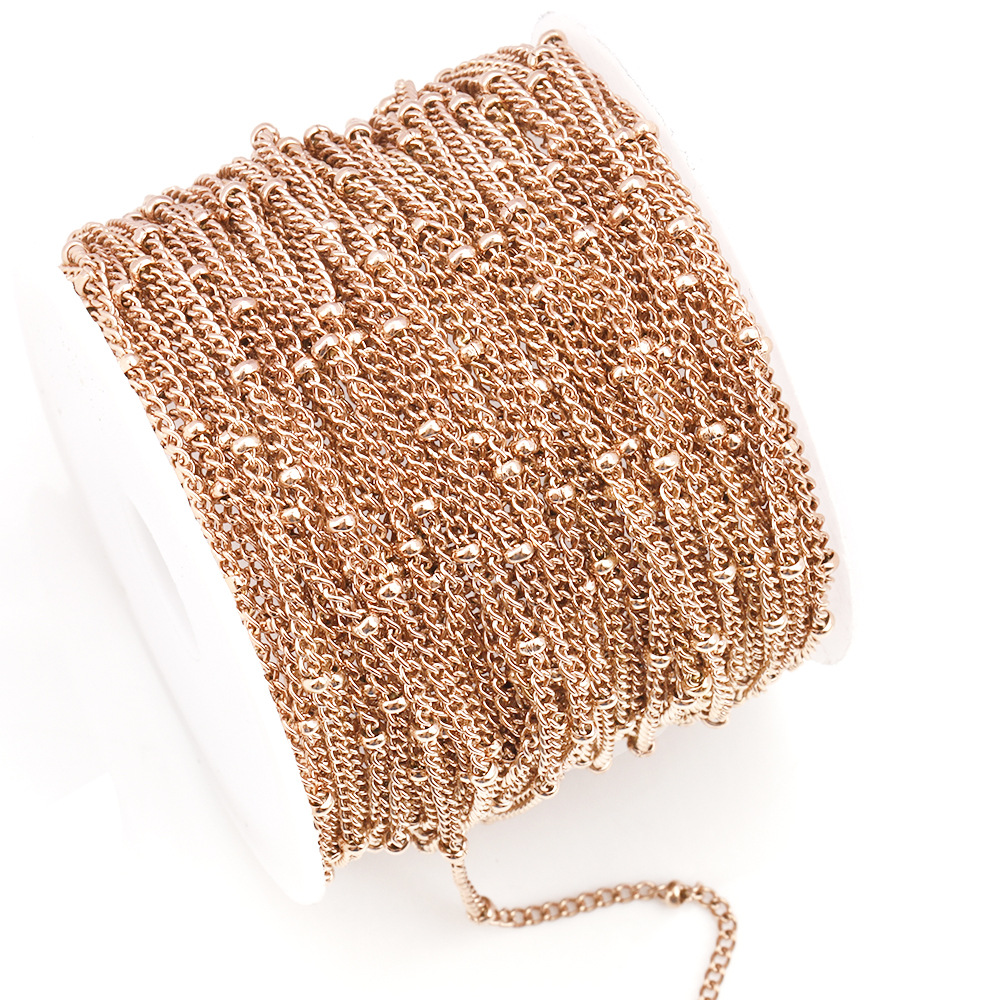 Solid Color Pattern 1 Roll Diameter 2mm 304 Stainless Steel 18K Gold Plated Rose Gold Plated Solid Color Polished Chain