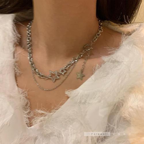 Star necklace female ins hip-hop hot girl accessories niche design clavicle chain new trend cool style