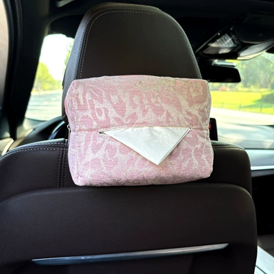 Car tissue box/set Print High-End Cute Car Tissue - leopard-print-tissue-box-pink