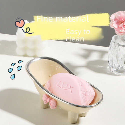  New Light Luxury Cream Style Creative Soap Dish High-Quality Drain Soap Dish Bathroom Bathroom Storage Gadget