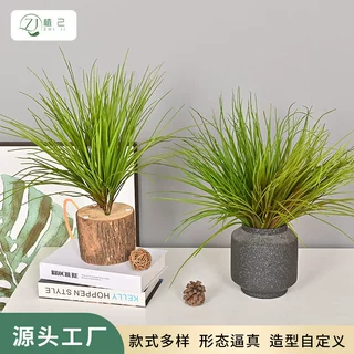单支仿真绿植韭菜塑料草把束植物小草室内家居植物墙插花配材韭菜