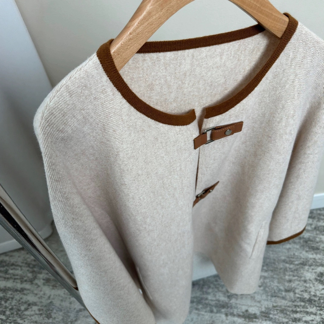 Chaqueta de chal de cachemira 100% de lujo ligero de alta gama suéter mujer Maillard otoño e invierno ropa de mujer capa de rebeca