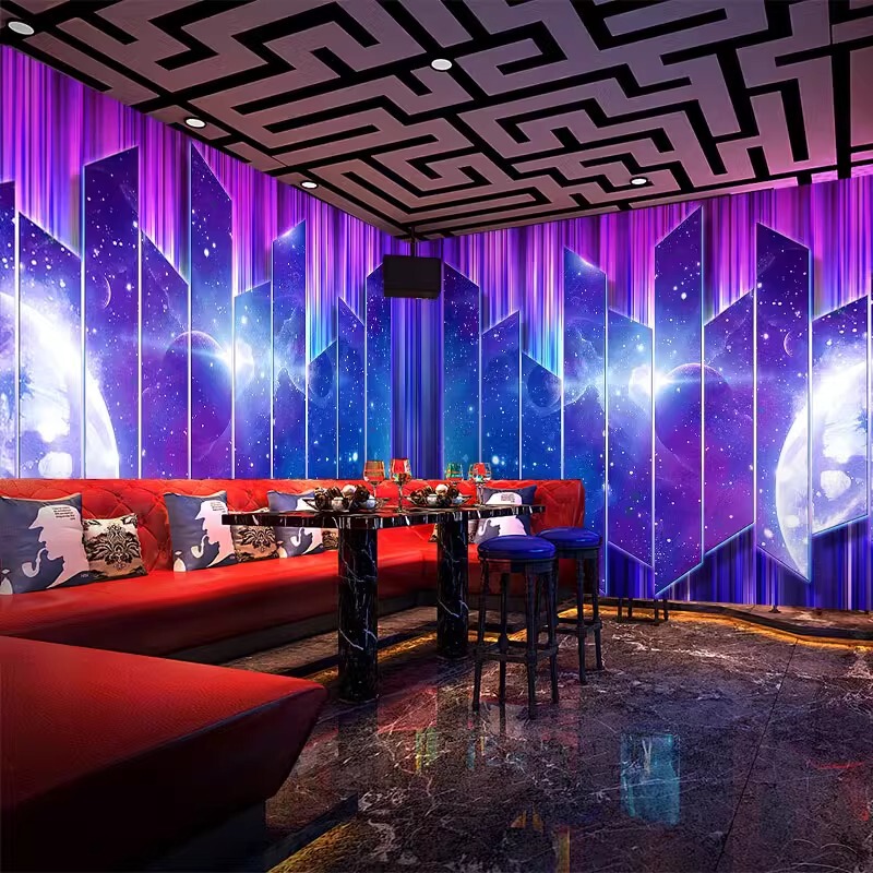 梦幻星空壁纸KTV包厢闪光背景墙纸3d立体发光科技壁画电竞房墙布|undefined