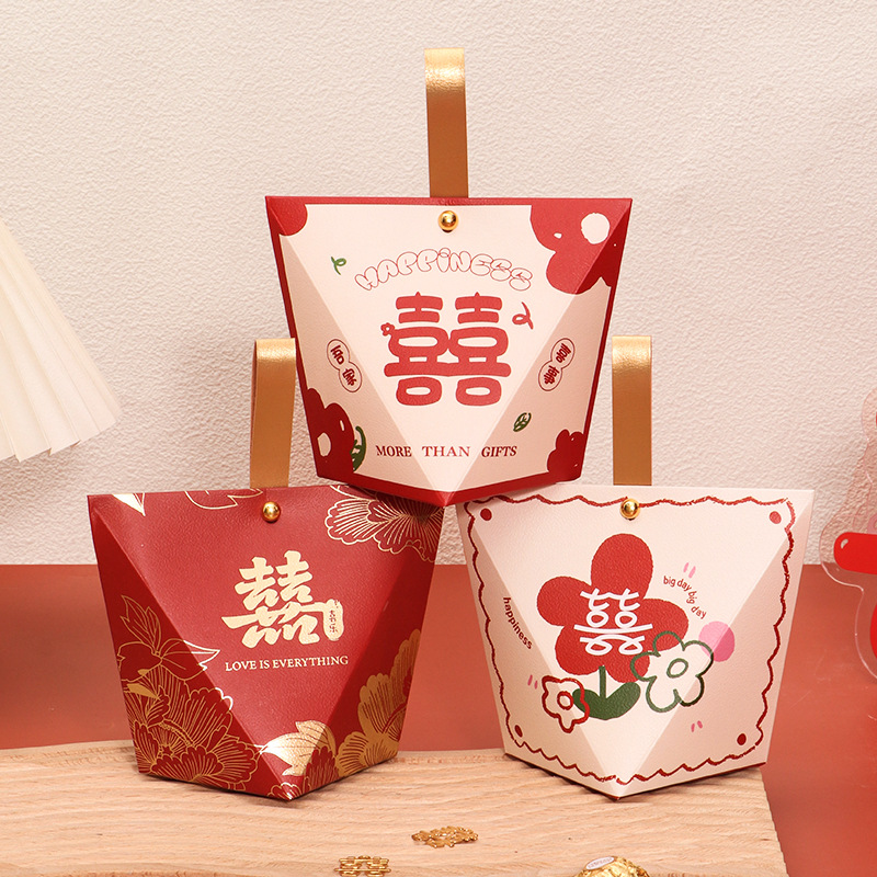 Wedding Candy Box with a High-End Chinese Feel, Customized Wedding Candy Pouch Handbag Packaging Gift Box, Bulk Candy Gift Box