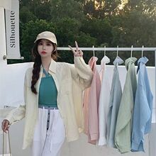 早春季2024新款衬衫外套女装设计感慵懒风宽松中长款衬衣长袖上衣