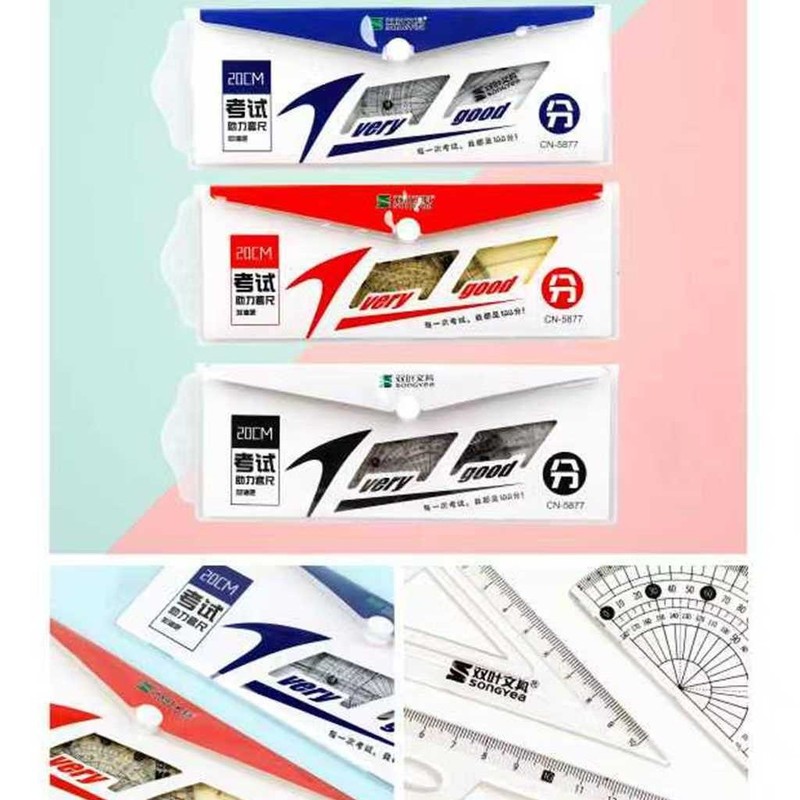 工場卸売新しいクリエイティブ透明定規学生定規三角プレート試験絵画 4 ピース定規卸売|undefined