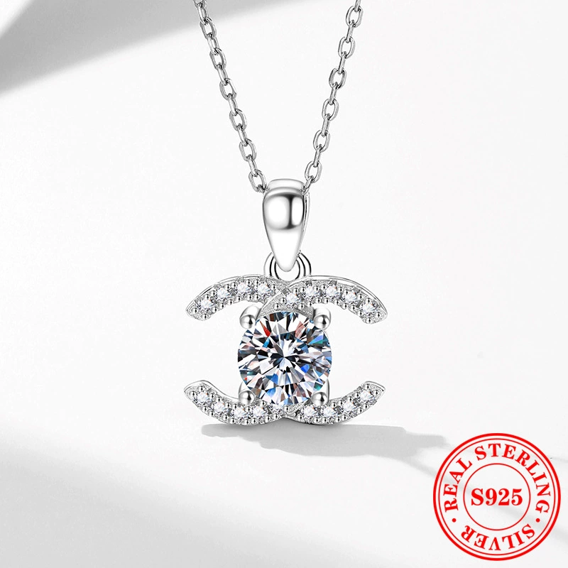 Трансграничная прямая трансляция s925 стерлингового серебра ожерелье Moxasi маленький ароматный ветер продвинутый смысл 1 карат D цвет Мозамбик ожерелье оптом