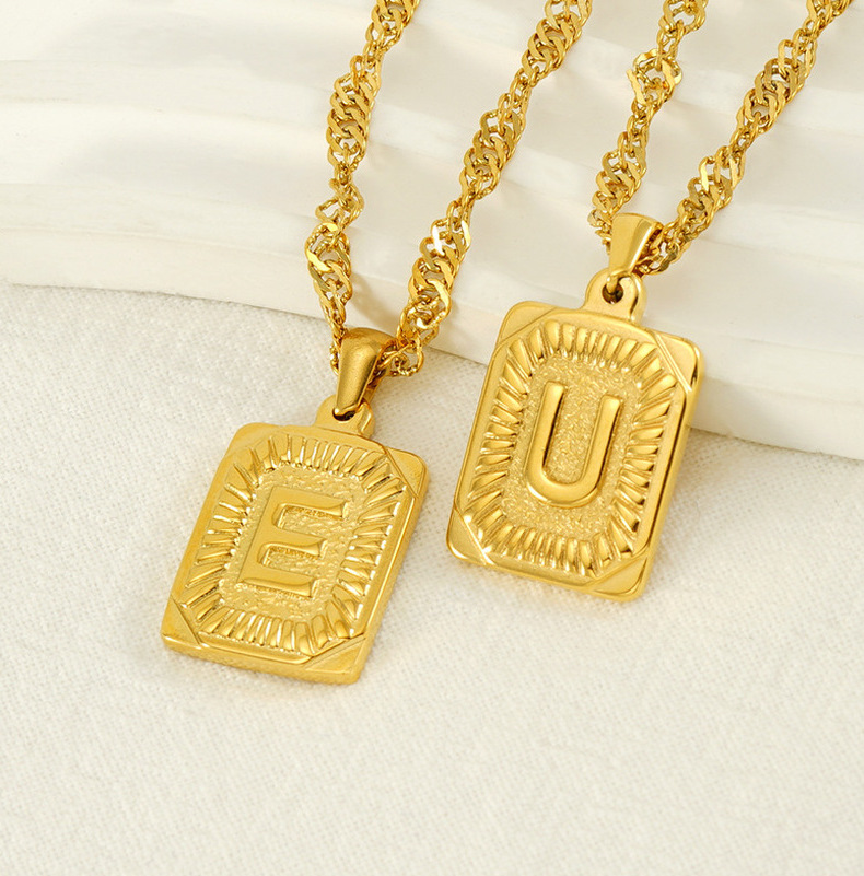 Ion Plating (IP) 18K Gold Plated Letter 304 Stainless Steel Casual Stainless Steel Rings 304 Stainless Steel Pendant Necklace display picture 2