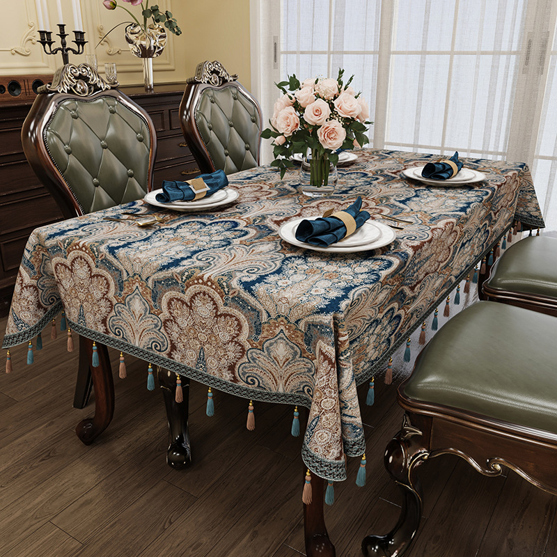 Furunde 자수-짙은 녹색 식탁보