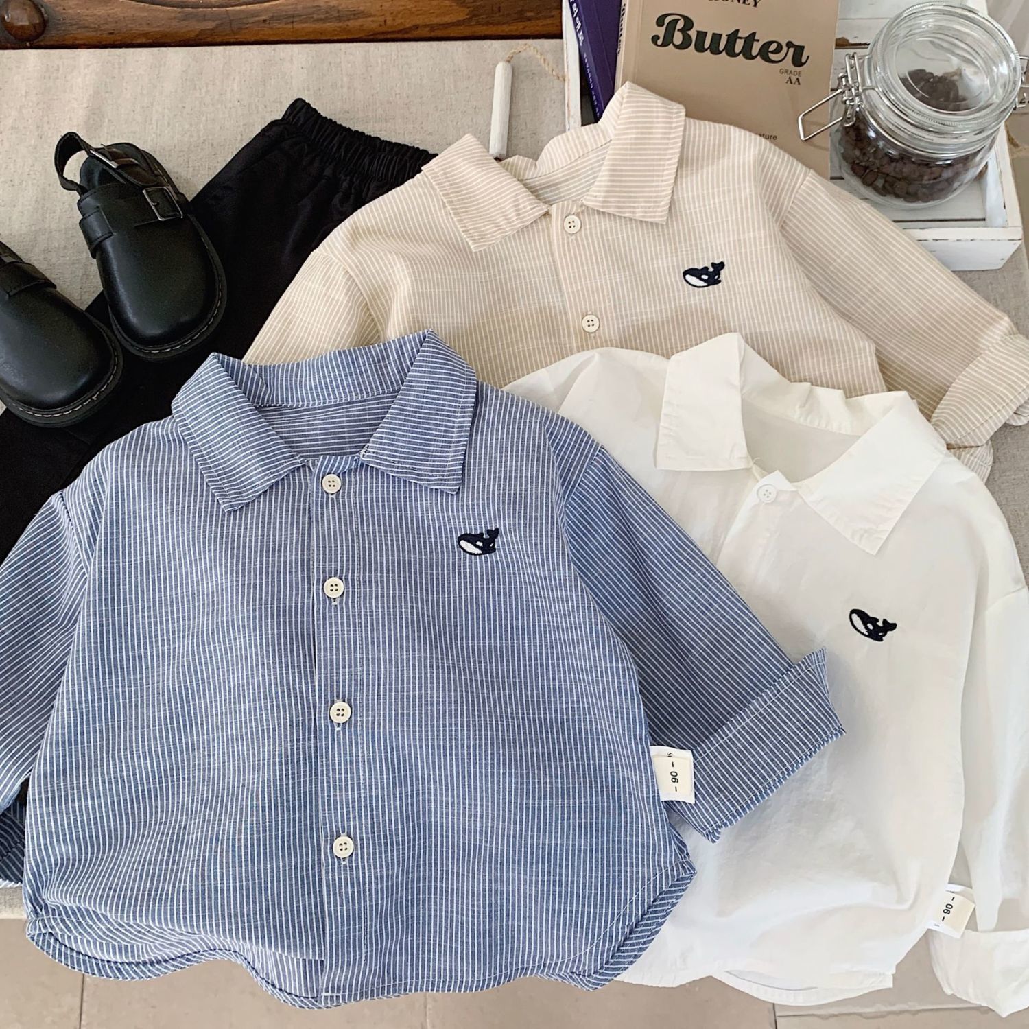 Nuevas camisas infantiles de primavera y otoño para niños y niñas camisas de algodón para niños y medianos camisas de primavera y otoño