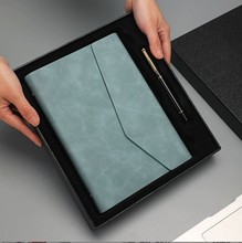 现货a5仿皮商务笔记本 pu三折活页本高档记事本套装可印制lo go