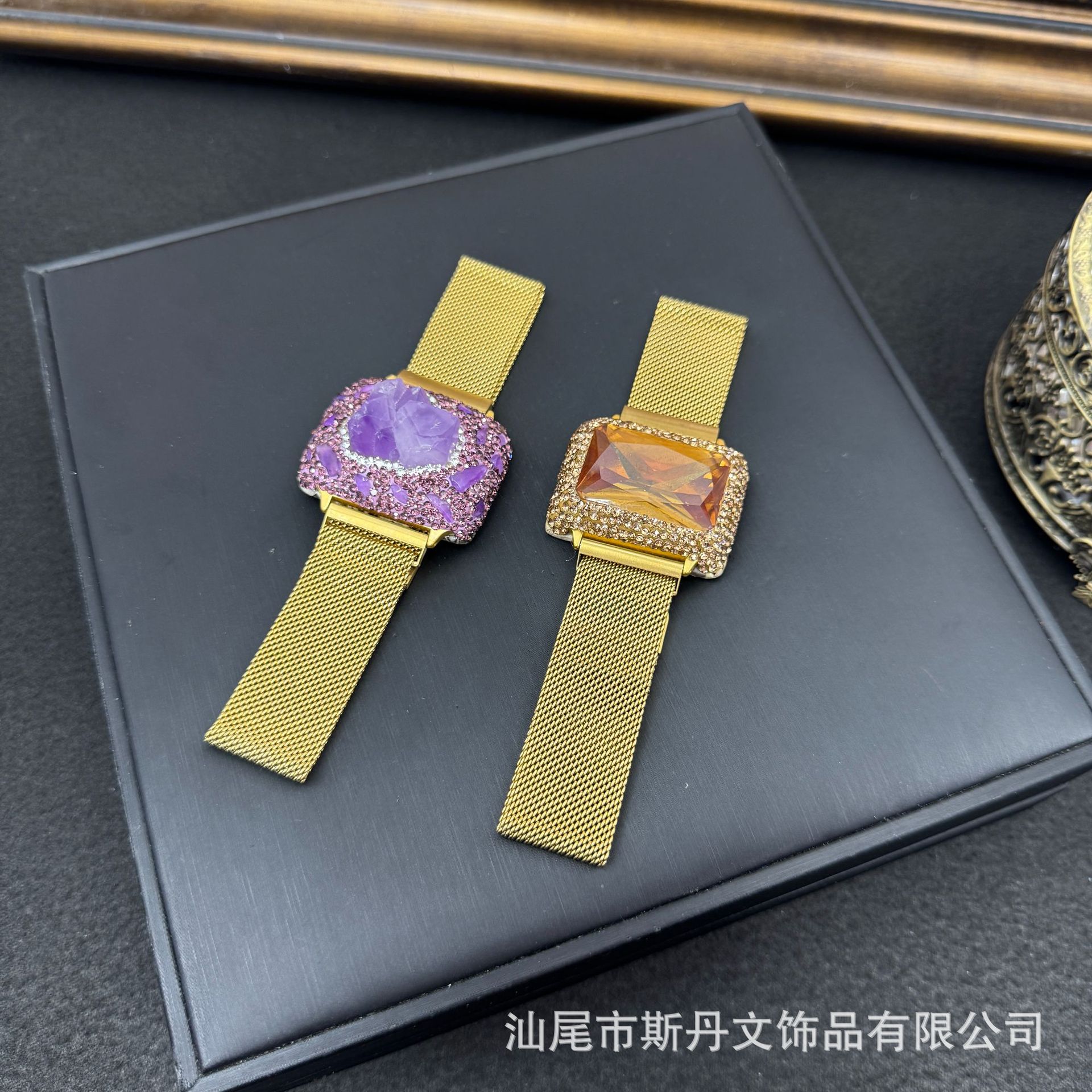 New Sudanite Amethyst Watch Full Diamond Inlaid Faceted Hand Tag Versatile High-End Wristband Wholesale