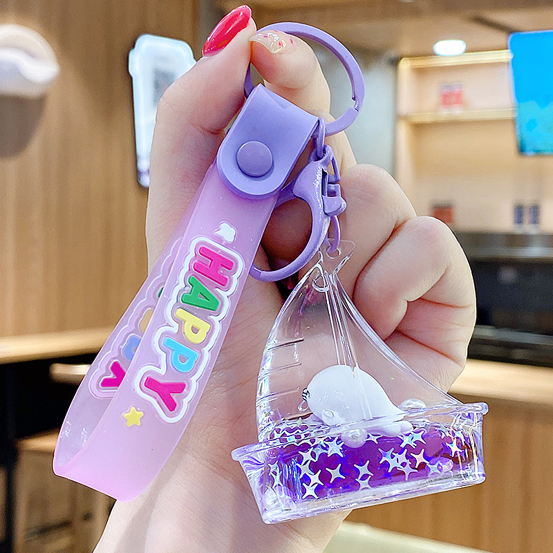 Flotante pequeño llavero de peces de colores para hombres y mujeres exquisito lindo botella a la deriva llave del coche colgante mochila colgante pequeño regalo