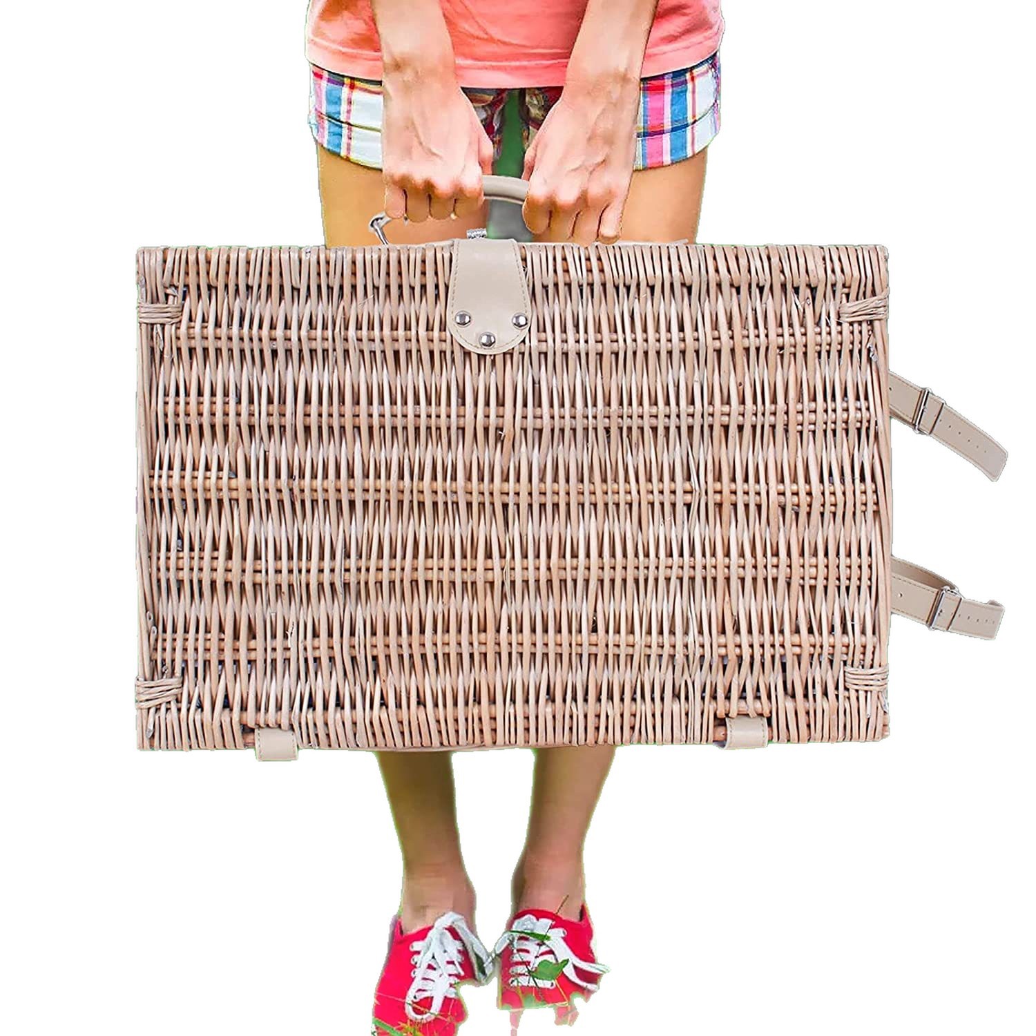 Cestas de picnic de sauce Amazon nuevo aislamiento portátil de caña blanca cestas de tejido al por mayor cestas de almacenamiento